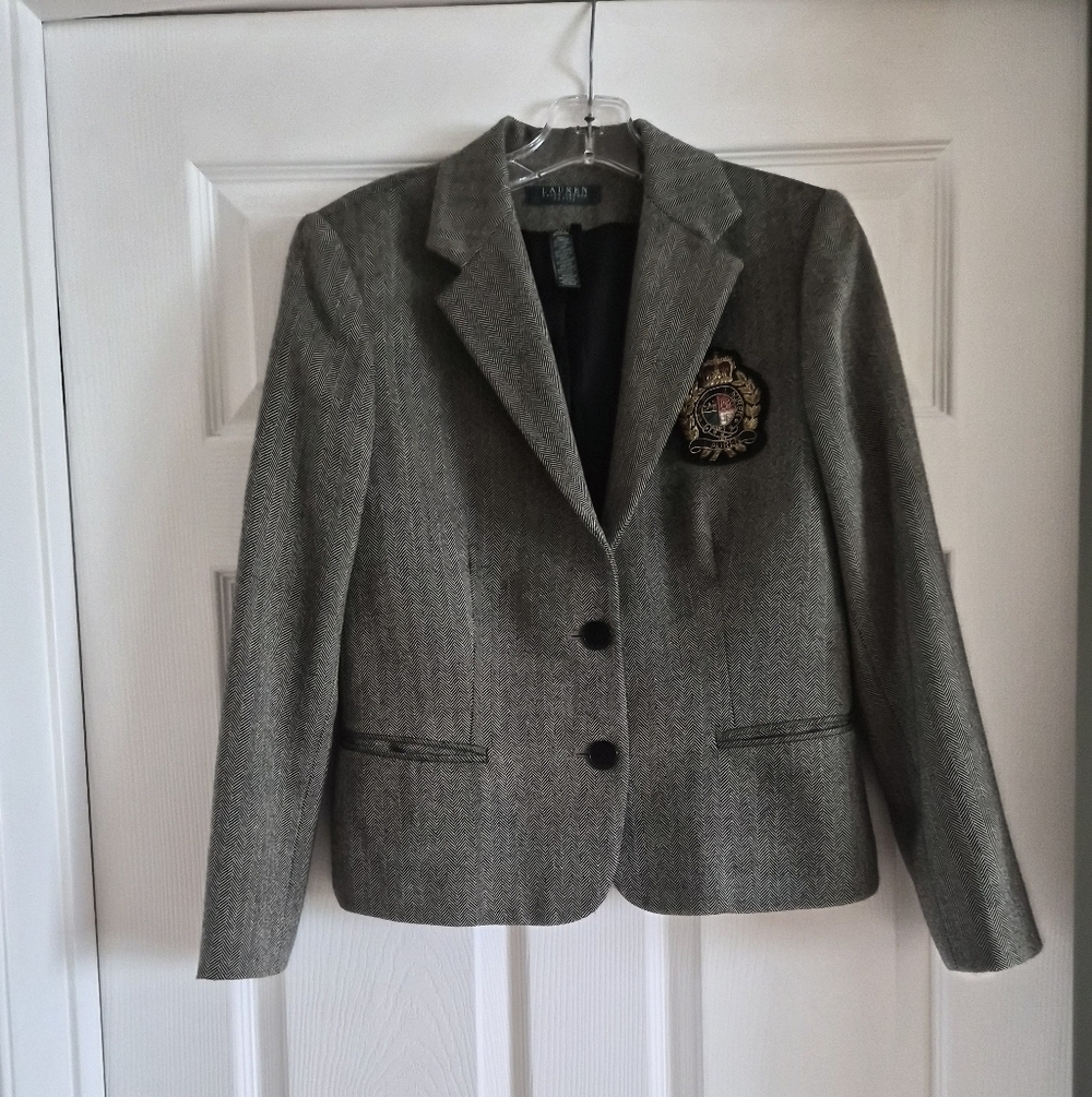Ralph Lauren Gray Blazer with Embroidered Emblem